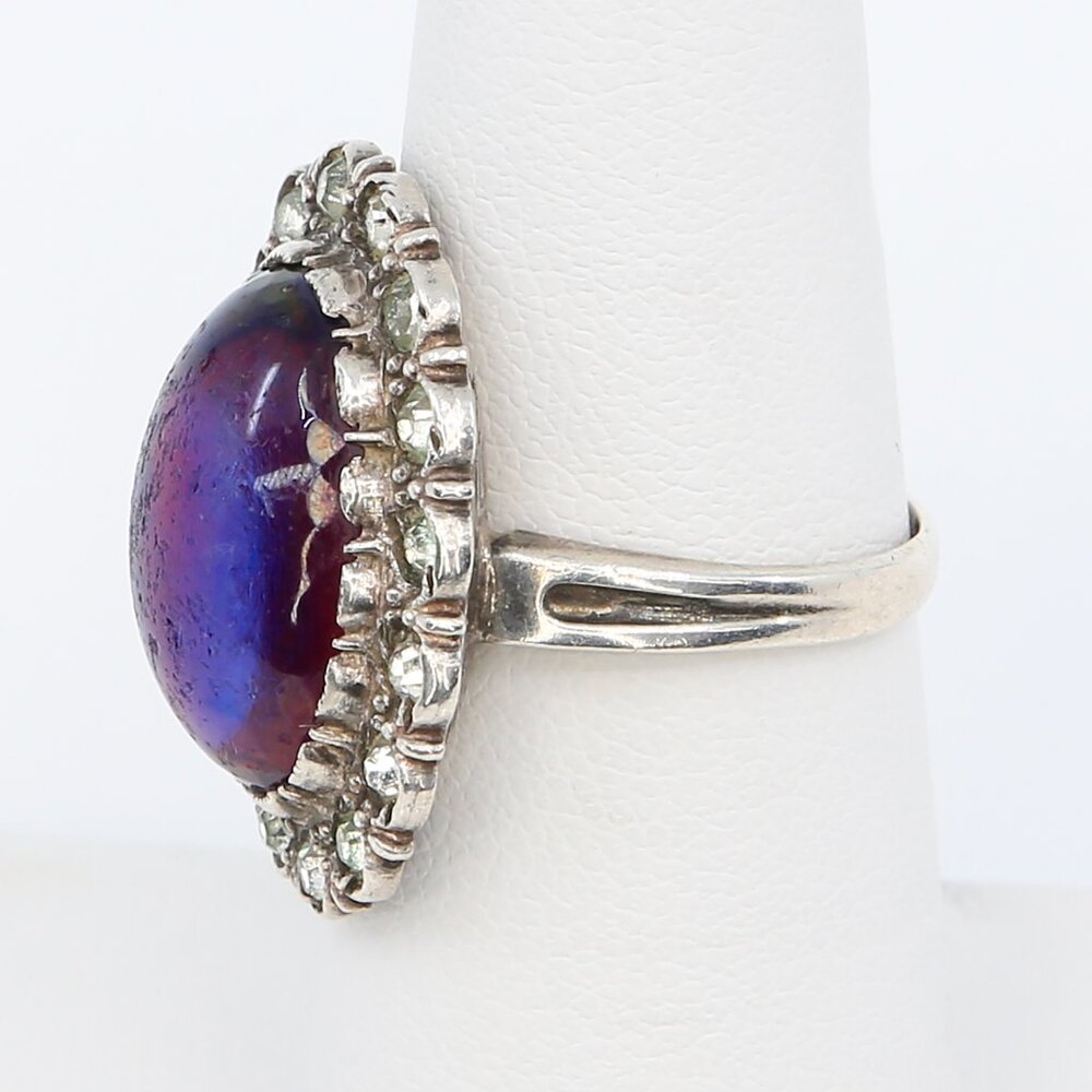Antique Silver Dragons Breath With Paste Stones Georgian Revival Ring 1920s - Picture 3 of 10